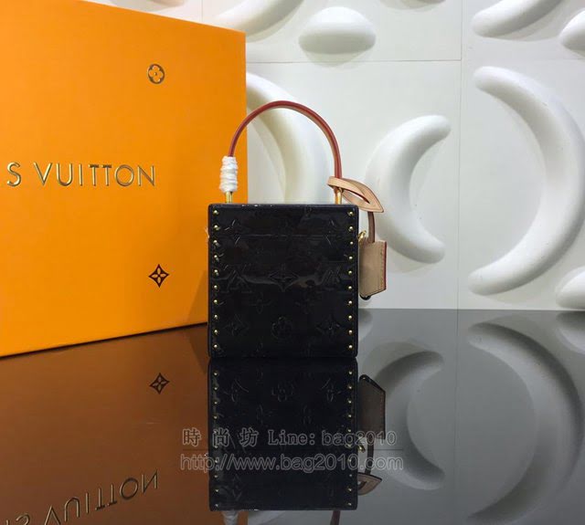 LV女包 M52516 漆面皮革 路易威登Bleecker Box手袋 LV盒子包 LV手拎包 LV斜挎小包  ydh3054